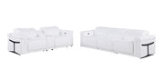 Two Piece White Italian Leather Five Person Seating Set