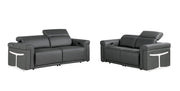 Two Piece Dark Gray Italian Leather Five Person Seating Set