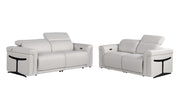 Two Piece Dark Gray Italian Leather Five Person Seating Set