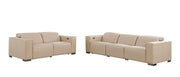 Two Piece Beige Genuine Leather Five Person Seating Set