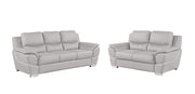 Two Piece Light Gray Leather Five Person Seating Set