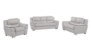 Three Piece Light Gray Leather Six Person Seating Set