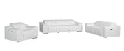 Three Piece White Genuine Leather Six Person Seating Set