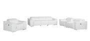 Three Piece White Genuine Leather Six Person Seating Set