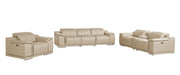 Three Piece Beige Genuine Leather Six Person Seating Set