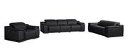 Three Piece Black Genuine Leather Six Person Seating Set