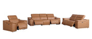 Three Piece Chestnut Genuine Leather Six Person Seating Set
