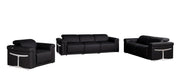 Three Piece Black Italian Leather Six Person Seating Set