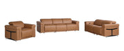 Three Piece Chestnut Italian Leather Six Person Seating Set