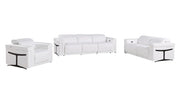 Three Piece White Italian Leather Six Person Seating Set