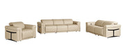 Three Piece Beige Italian Leather Six Person Seating Set