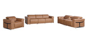 Three Piece Chestnut Italian Leather Six Person Seating Set