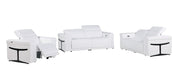 Three Piece White Italian Leather Six Person Seating Set