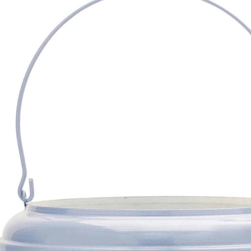 Set of Two Blue Abstract Metal Tabletop Lantern Candle Holders