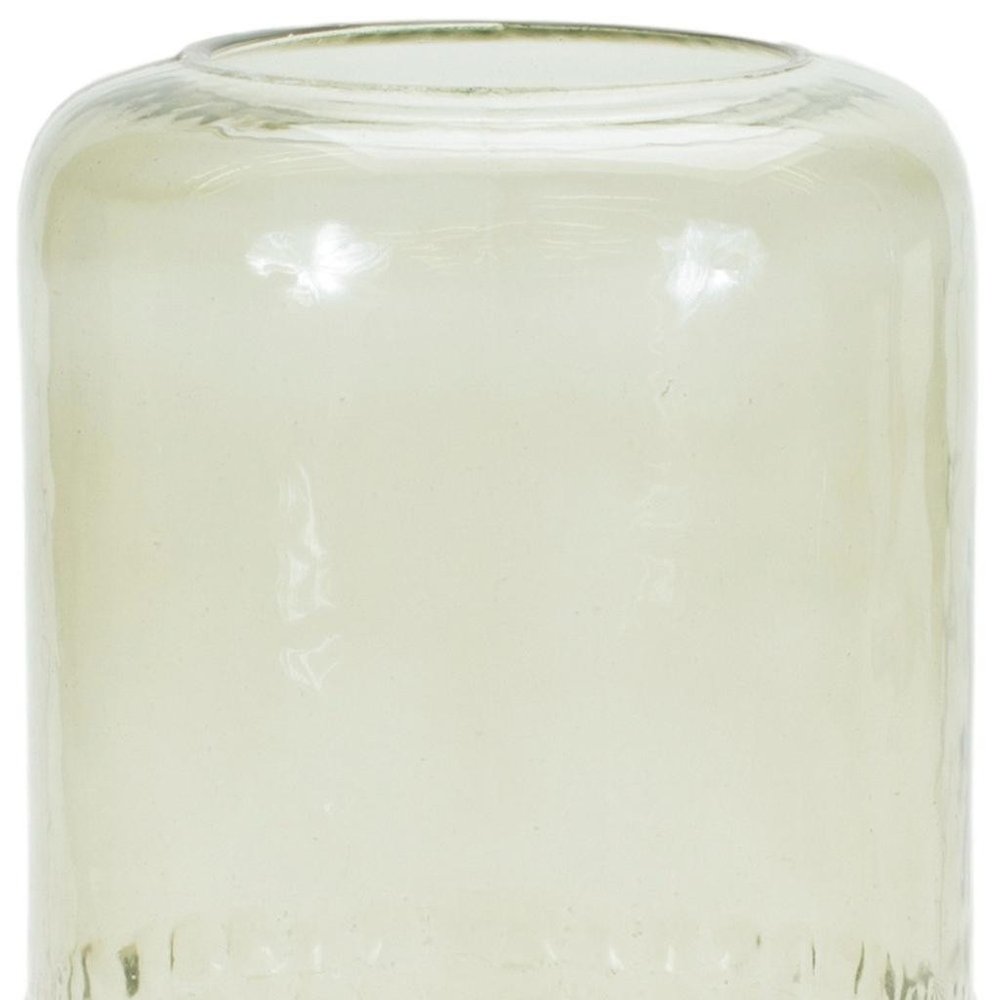 10" Green Distressed Abstract Glass Tabletop Pillar Candle Holder