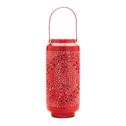 16" Red Abstract Iron Tabletop Lantern Candle Holder