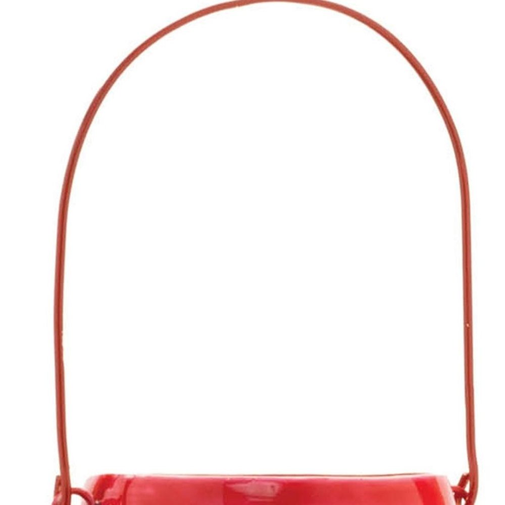 16" Red Abstract Iron Tabletop Lantern Candle Holder