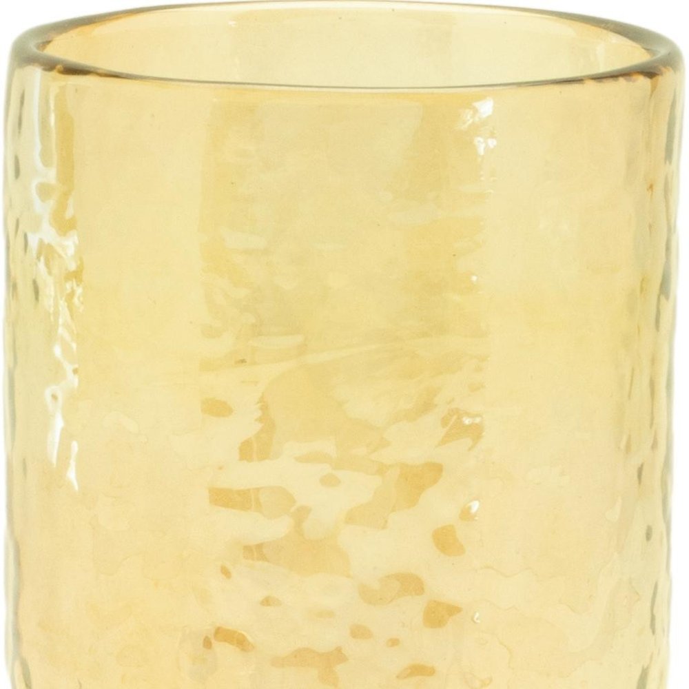 Set of Two Gold Abstract Glass Tabletop Pillar Candle Holders