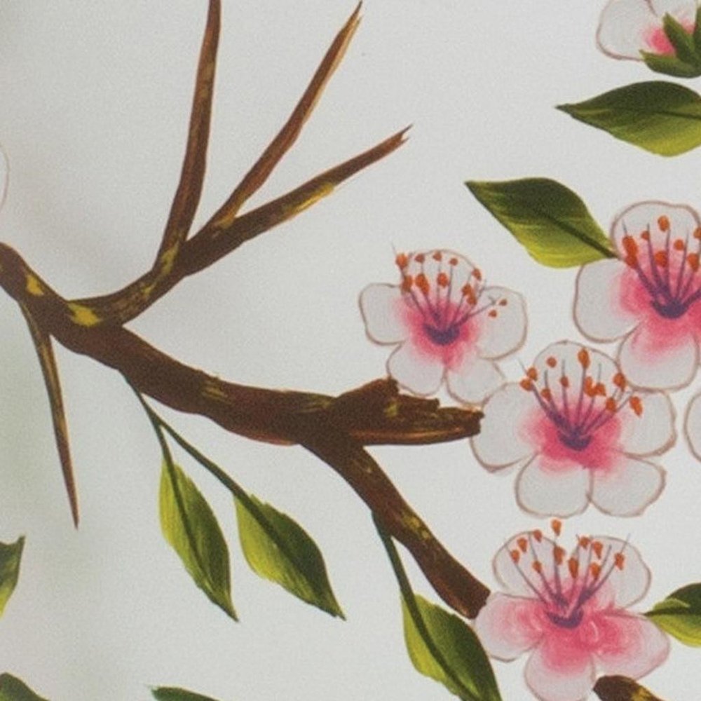 Set of Six White Green And Pink Hummingbird Floral Glass Votive Candle Holders