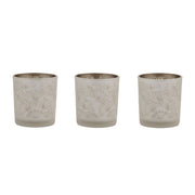 Set of Three Cool Gray Abstract Glass Tabletop Votive Candle Holders