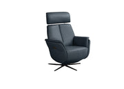 28" Blue Genuine Leather Power Swivel Recliner