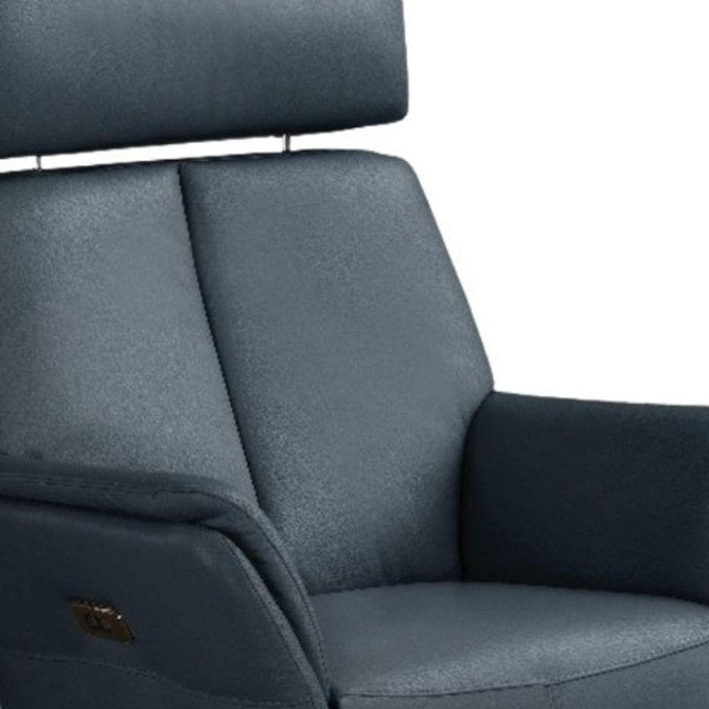 28" Blue Genuine Leather Power Swivel Recliner