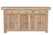 72" Brown Solid Wood Paneled Three Drawer Sideboard With Six Doors