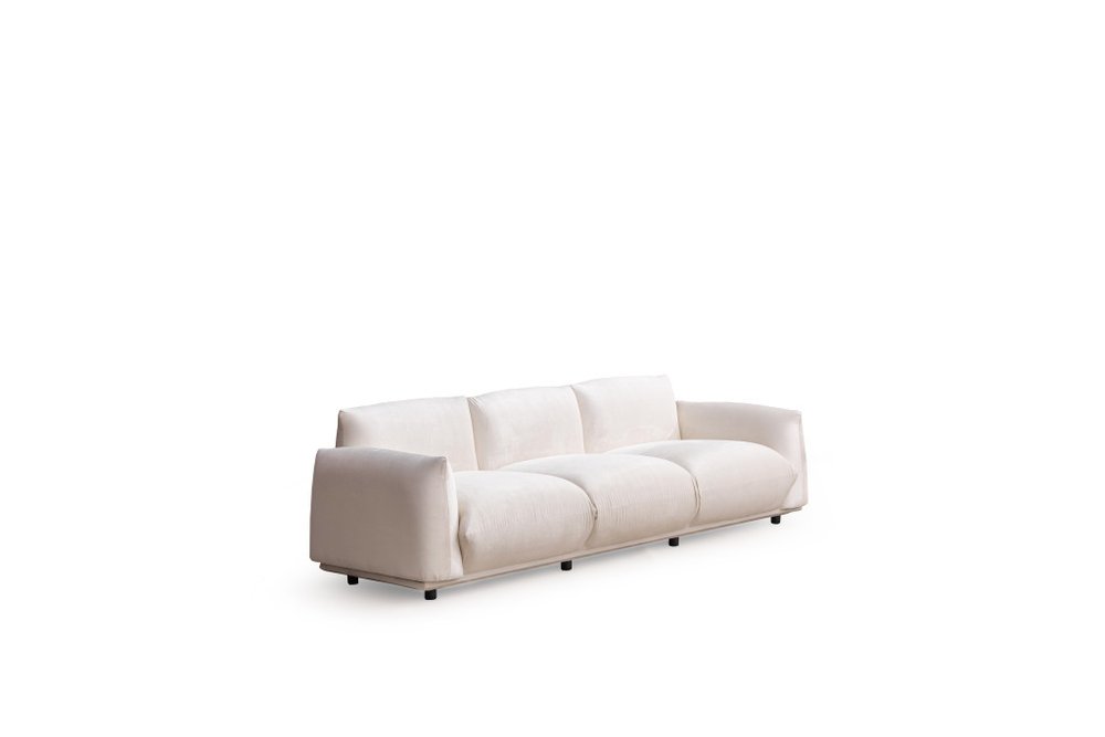 98" White Velvet Sofa