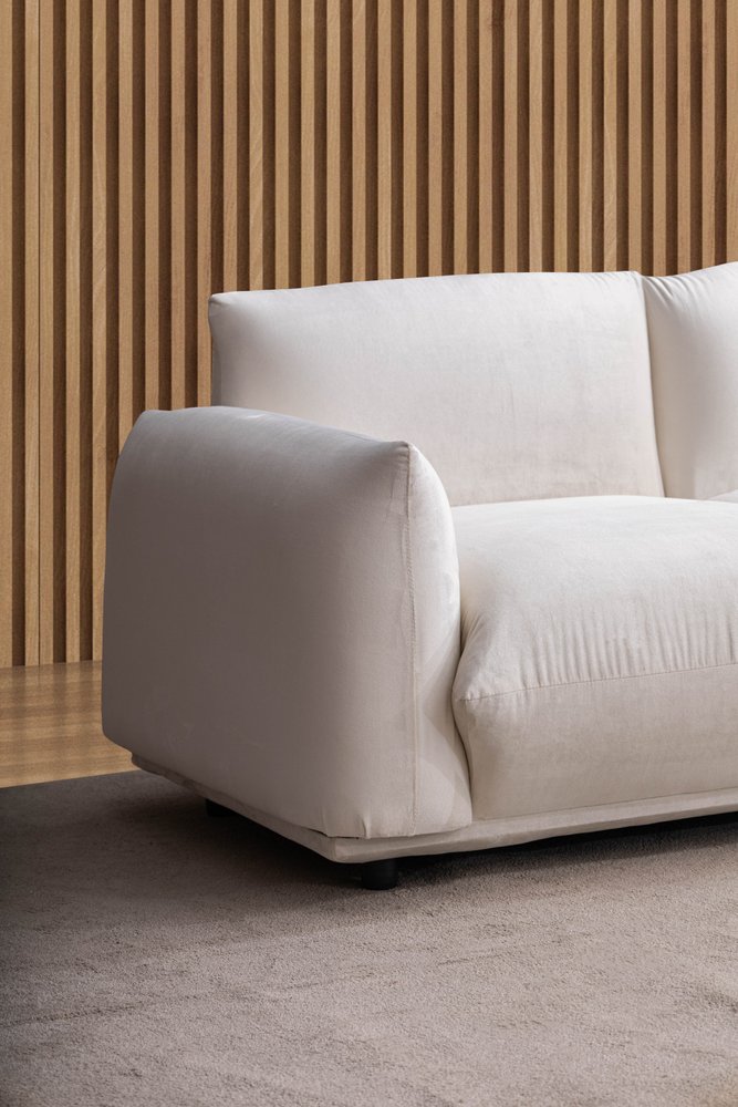 98" White Velvet Sofa