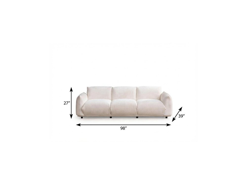 98" White Velvet Sofa
