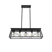 Black Metal Five Light Geometric And Kitchen Island Ceiling Light