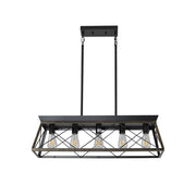 Black Metal Five Light Geometric And Kitchen Island Ceiling Light