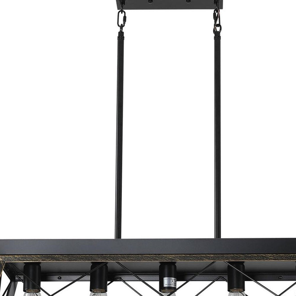 Black Metal Five Light Geometric And Kitchen Island Ceiling Light