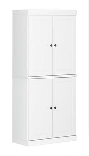 72" White Solid Wood Four Door Pantry Or Storage Closet