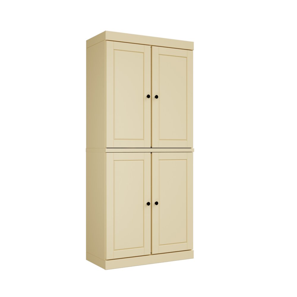 72" Aqua Solid Wood Four Door Pantry Or Storage Closet