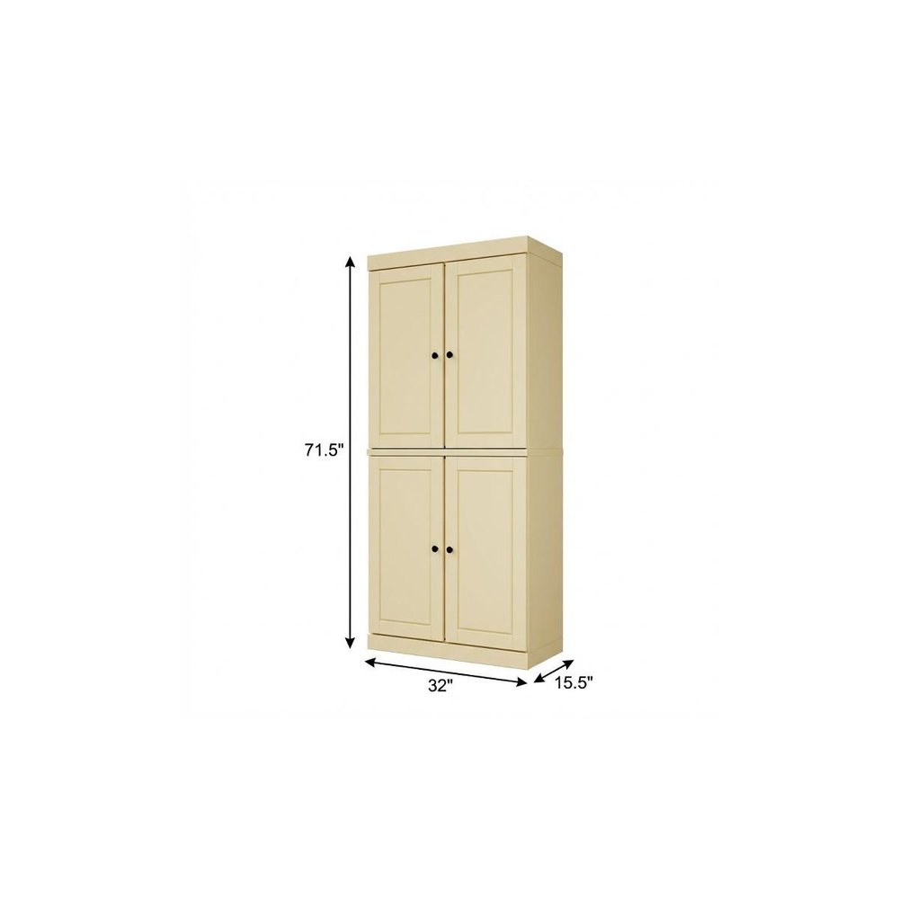 72" Aqua Solid Wood Four Door Pantry Or Storage Closet