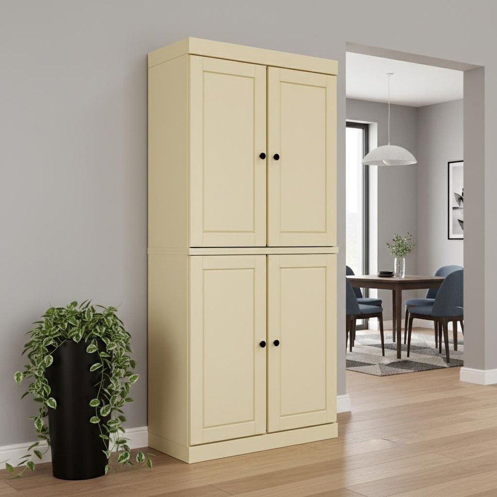 72" Aqua Solid Wood Four Door Pantry Or Storage Closet