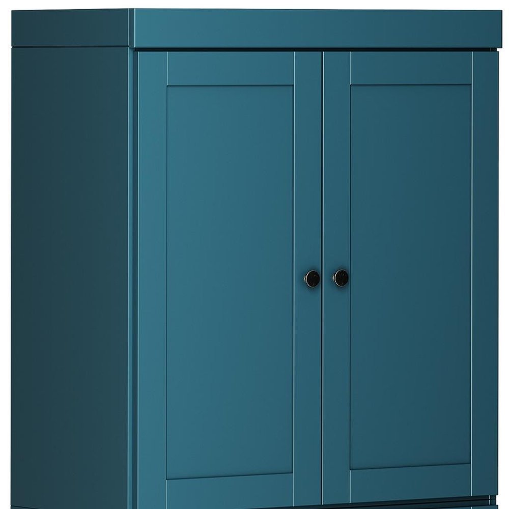 72" Yellow Solid Wood Four Door Pantry Or Storage Closet