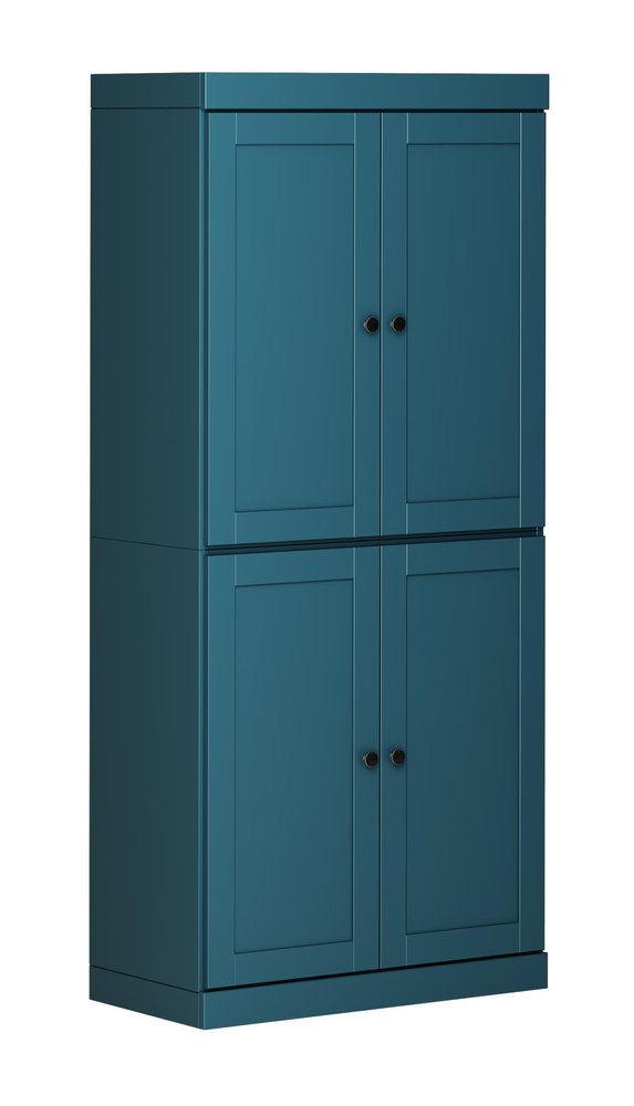 72" Aqua Solid Wood Four Door Pantry Or Storage Closet