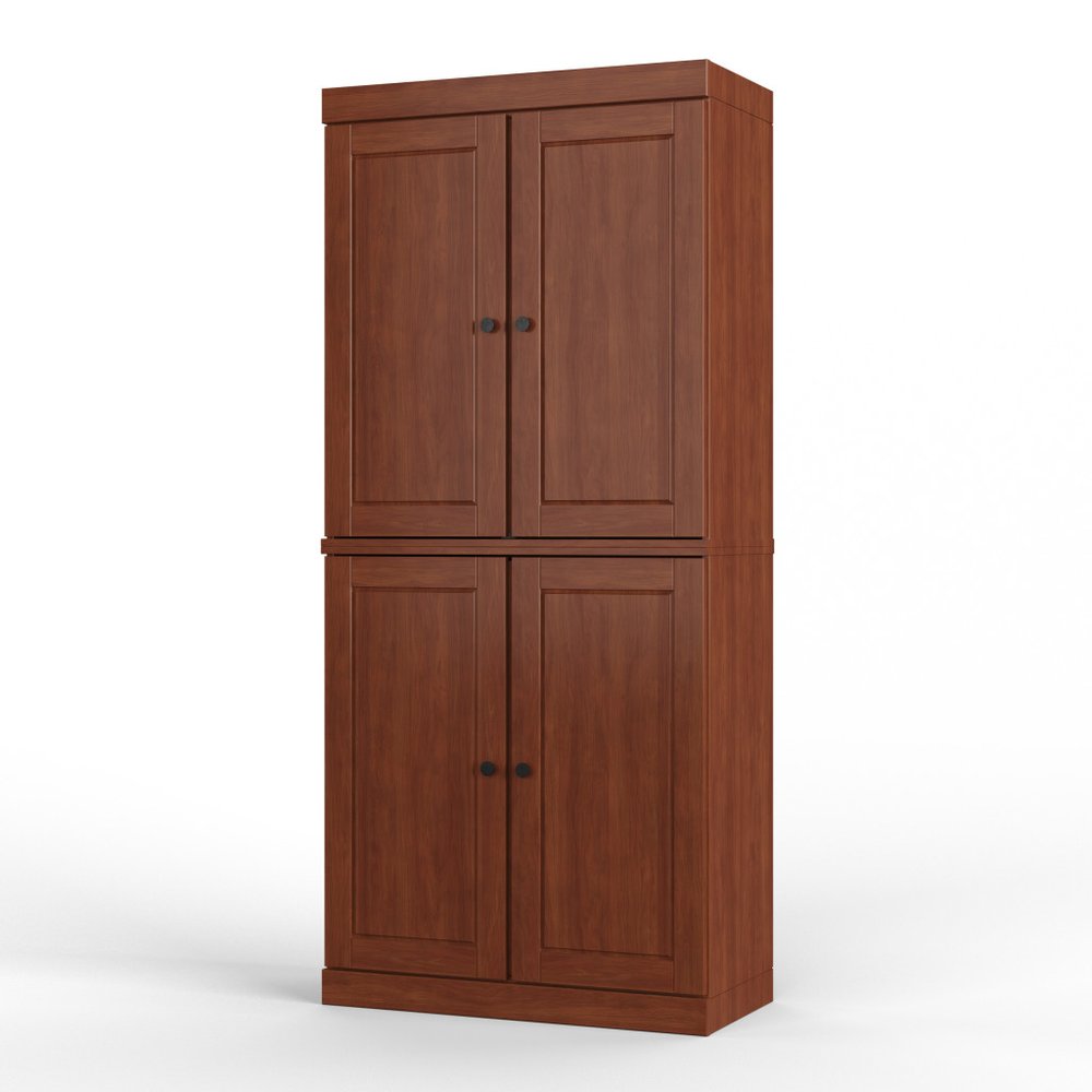 72" Coffee Solid Wood Four Door Two Drawer Pantry Or Storage Closet