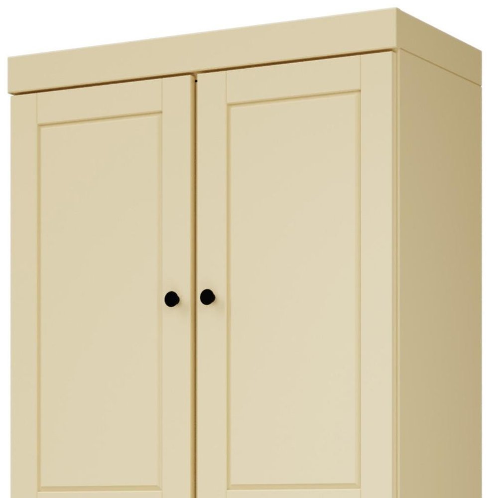 72" Yellow Solid Wood Four Door Two Drawer Pantry Or Storage Closet