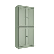 72" Sage Solid Wood Four Door Two Drawer Pantry Or Storage Closet