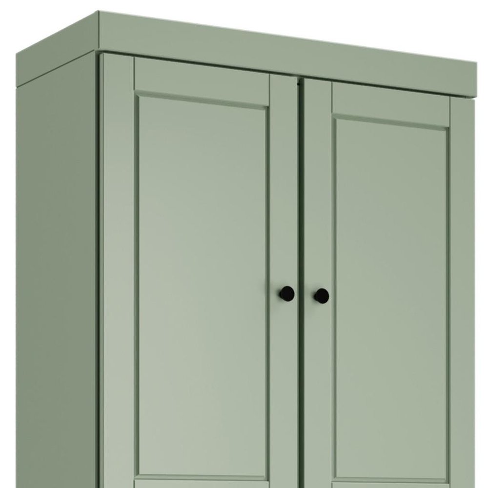 72" Sage Solid Wood Four Door Two Drawer Pantry Or Storage Closet