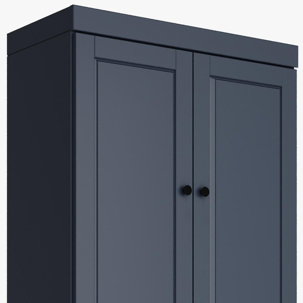 72" French Blue Solid Wood Four Door Two Drawer Pantry Or Storage Closet