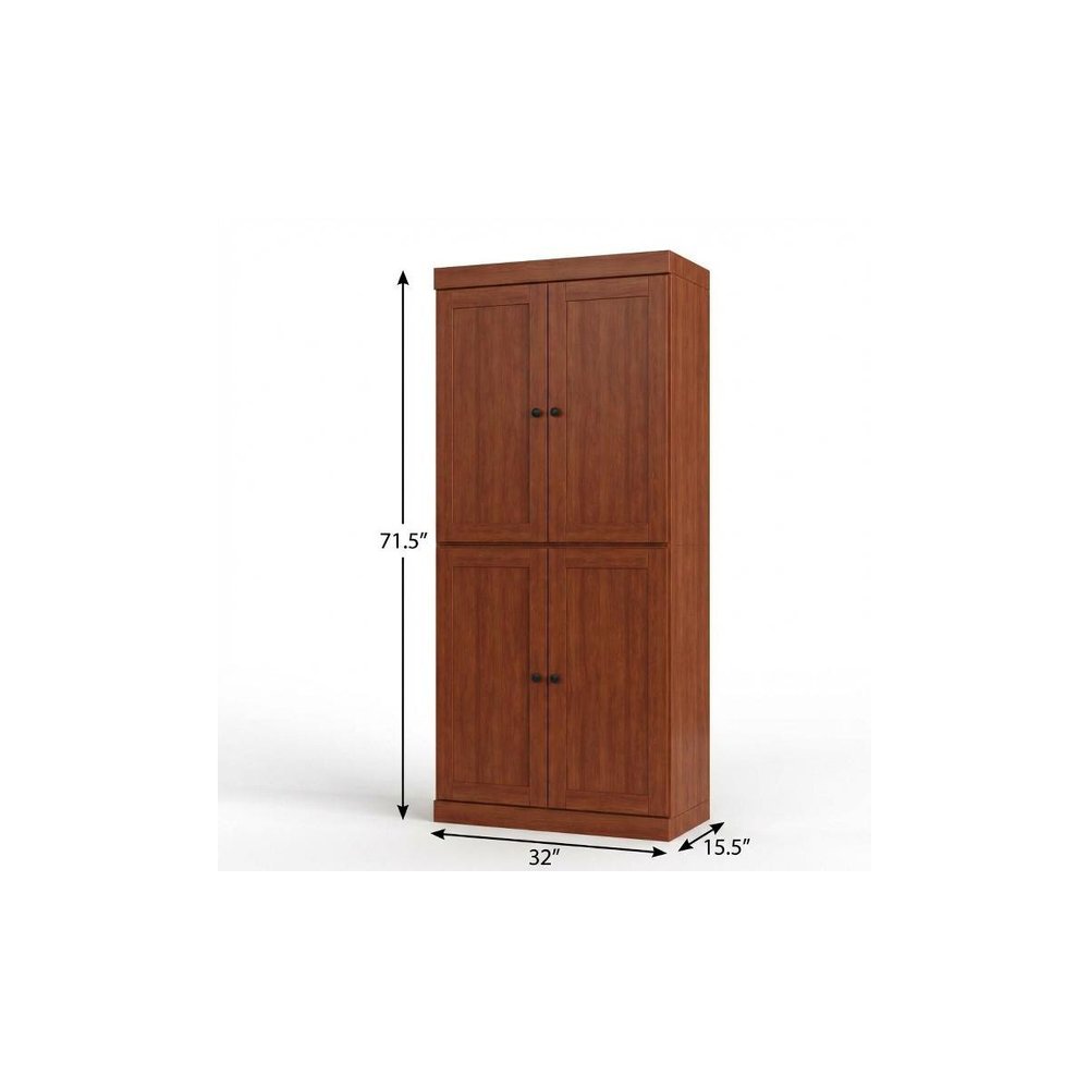 72" Coffee Solid Wood Four Door Two Drawer Pantry Or Storage Closet