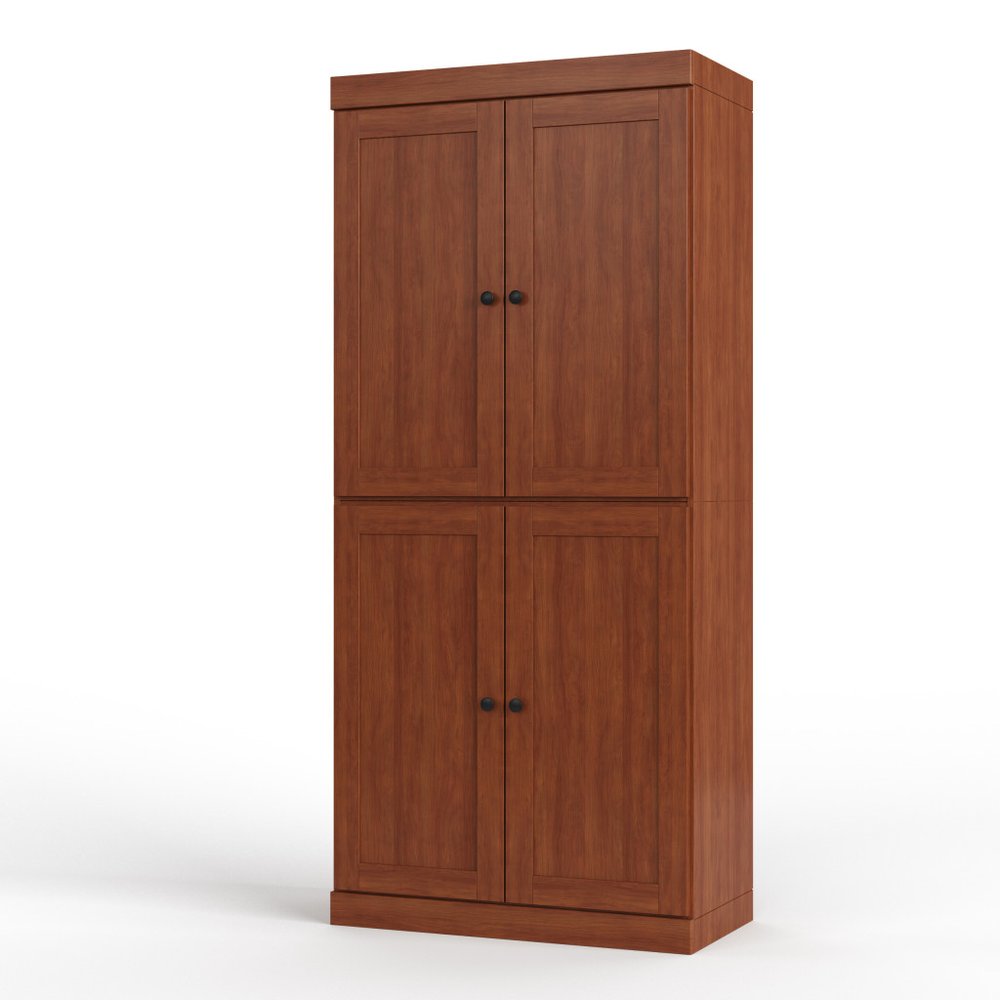 72" Coffee Solid Wood Four Door Two Drawer Pantry Or Storage Closet