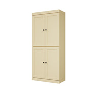 72" Yellow Solid Wood Four Door Two Drawer Pantry Or Storage Closet