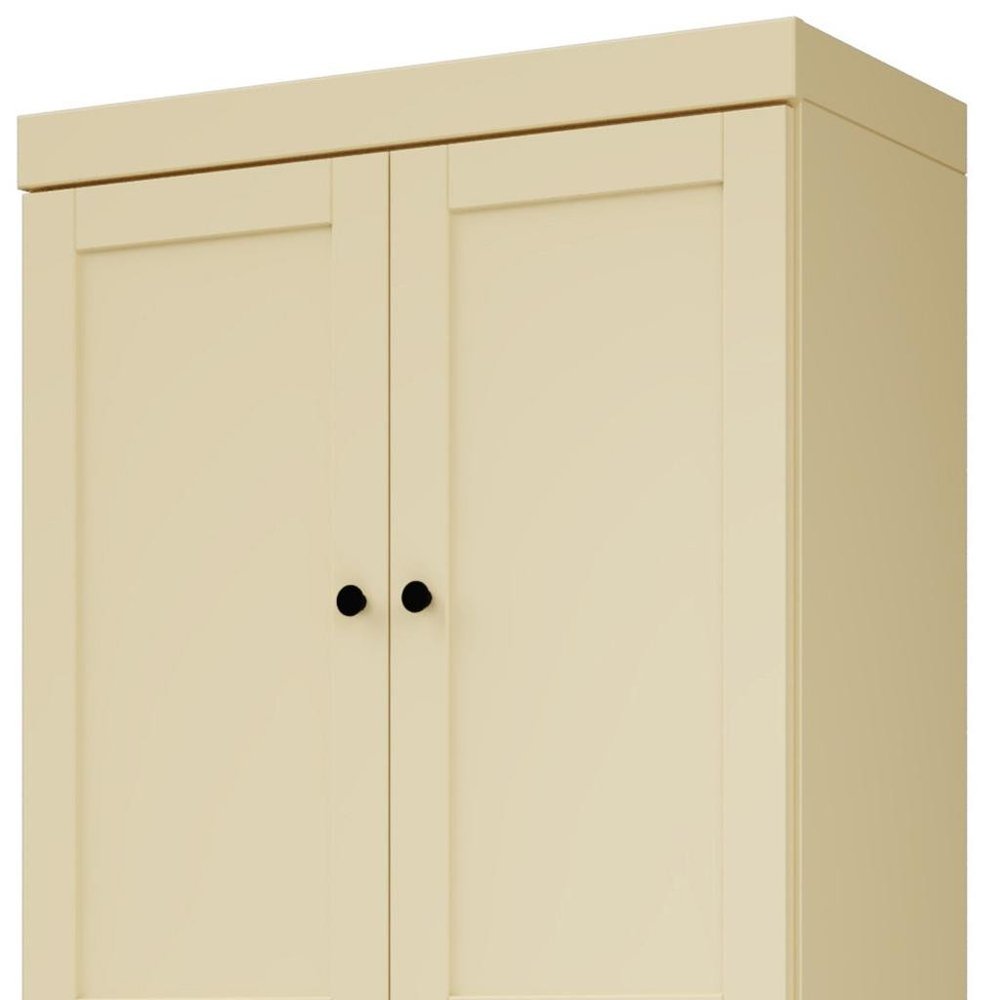 72" Yellow Solid Wood Four Door Two Drawer Pantry Or Storage Closet