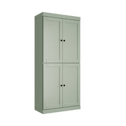 72" Sage Solid Wood Four Door Two Drawer Pantry Or Storage Closet