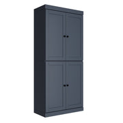72" French Blue Solid Wood Four Door Two Drawer Pantry Or Storage Closet